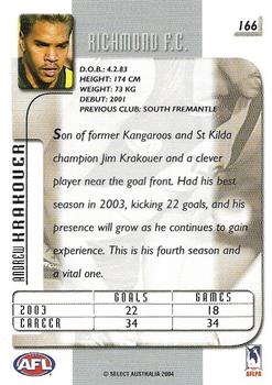 2004 Select Conquest #166 Andrew Krakouer Back